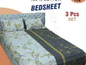 100% Cotton King Size Bed Sheet with Two Pillow Covers