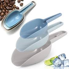 Plastic Kitchen Flour Scoop Set of 3 – Multipurpose Scooper for Ice, Flour, Dry Food & Coffee Beans (1.7 / 3.4 / 5.1 oz)
