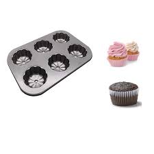 6 Round Non-Stick Muffin & Mini Cupcake Mold – Black