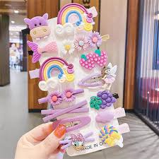 Cute Fruit Rainbow Flower Kids Headwear – 14 Pieces Hair Clip Set