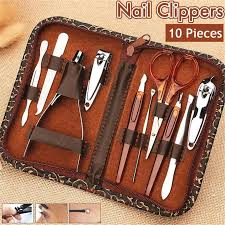 10 Pcs Nail Manicure Tools Set with PU Leather Case – Stainless Steel