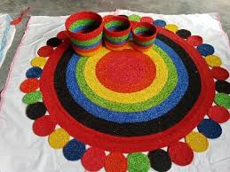 1 Piece 3ft Rainbow Chaka Jute Rug + 3 Piece Plant Basket – 4 Piece Set