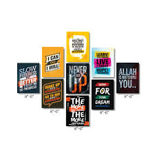 Home Decor 9-Pcs English Motivational Quotes Premium Wallboard Decoration