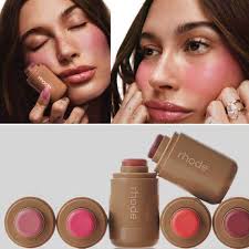 Rhode Cinnamon Roll Lip Balm & Jelly Bean Lip Gloss with Pocket Blush Stick (Waterproof Blusher)