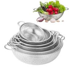 Stainless Steel Kitchen Sink Fine Mesh Food Basket – 6 Pcs Set