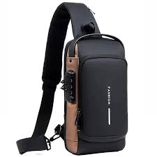 Anti-Theft Travel Bag with USB Charging | Multifunction Patent Leather Chest Bag for Men | Waterproof Crossbody Bag