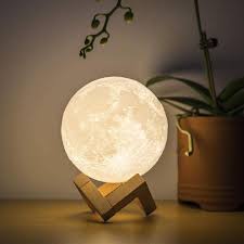 Rechargeable 3D Print Moon Lamp – 2 Color Change Touch Switch | Bedroom Night Light & Home Décor Gift