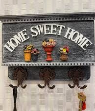 Home Sweet Home Wooden Key Holder – Ash Color