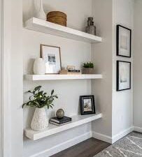 Large Wooden Floating Wall Shelf – Set of 3 (White) | Wall Mount for Home & Office Decor