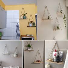 6 Pcs Wall Hanging Floating Shelf with Hooks – Rustic Jute Rope Storage Rack for Home & Office