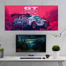 GTR 5-Piece Split Wall Art – 36×18 Inches