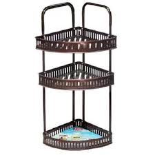 3-Tier Wall Hanging Metal Corner Shelf – Coffee Color