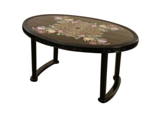 6 Seated Deluxe Table-Print Black Flower (P/L)