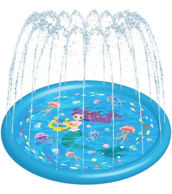 Round Water Mat Round Sprinkle & Splash Baby Water Play Mat – Safe & Fun Tummy Time ...