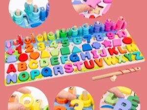 Kid's Colorful Wooden Number Puzzle Board | Early Learning & Fishing Educational Toy