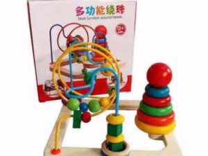 Wooden Two Line Bead Stringing Toy | Beaded Bracelet Children Wooden Toy