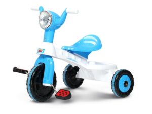 Road Master Tricycle – White & Cyan Blue | Safe, Stylish & Smooth Ride for Kids (2–5 Years)