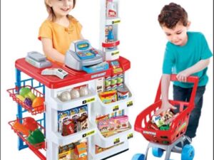 Educational Cash Register Food Shopping Set | Plastic Kids Supermarket Toy with Scanner