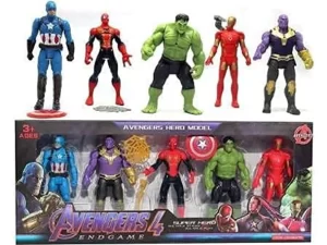Avengers 4 Super Hero Toy Set – Iron Man, Hulk, Spider-Man, Thanos, Captain America (5 Pcs)