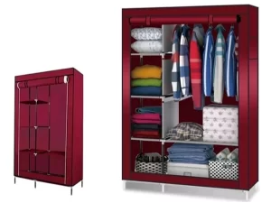 Fancy & Portable Foldable Almirah Wardrobe – 6 Cabinet & 2 Long Shelves