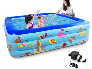 Inflatable Swimming Pool for Adults & Kids | Family Bathing Tub with Electric Pumper (115 cm × 82 cm × 33 cm)