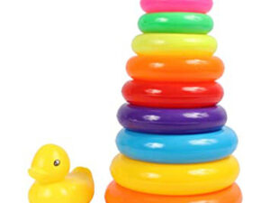 Ring Tower | Colorful Rainbow Ring Tower Stacker – Pure Plastic Material (12 Inches)