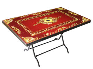 4 Seated Sq Table Stylish With Print Black S/L TEL