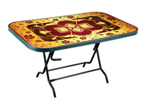 6 Seated Semi Oval Table Black Luxury (S/L) TEL