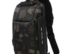 OZUKO 9223 Anti-Theft Men Chest Bag – Black (Standard Size)