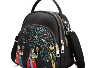 New Trendy Fashion Printing Mini Backpack | Cute Nylon Rucksack for Women & Girls | Multilayer Crossbody & Shoulder Bag