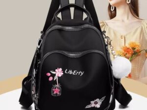 Female College and School Backpack – High-Quality Nylon, Printed Design