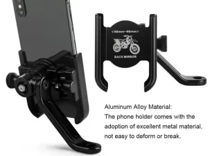Rearview Mirror Motorcycle Mobile Phone Bracket | Aluminum Alloy Phone Holder for Bikes & Scooters | Easy to Use & Maintain