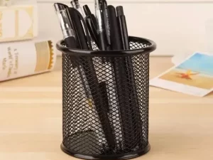 Office Space Supply Black Metal Mesh Pen Pencil Holder Desk Organizer