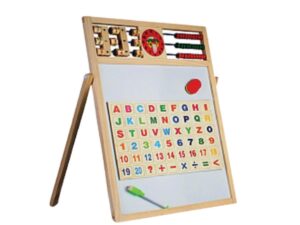 Educational Multipurpose Double-Sided Magnetic & Wooden Writing Board (Small – 44 x 32 cm, White & Black)