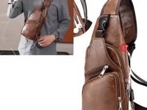 Men’s Outdoor Leather Shoulder Chest Sling Bag