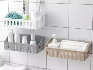 Bathroom Shelf – Adhesive Storage Rack (Kitchen & Home Decoration Corner Shower Shelf Rack Accessories)