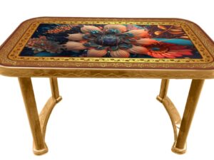 Dining Table 4 Seat Semi Rtg P/L Print Tulip Gold - SW