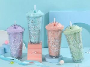 Water Pot with Straw / Ice-Broken Juice Glass / Summer Colorful Water Bottle – Portable Drink Mug for Kids