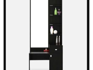 Black Dressing Table With Mirror Made of Laminated Board