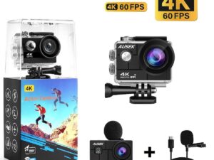 AUSEK Q44 WiFi 4K Action Camera | 60FPS Ultra HD | 2.0" Display | Waterproof Sports Cam | External Microphone Support | Remote Control