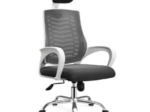 Furniture Plus Executive Office Chair (FP‑M‑27‑SS, White Body V‑Mesh with Headrest)