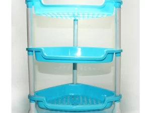 3-Layer Plastic Kitchen Bathroom Shelf Organizer Storage Rack – Mini Size, Multicolor