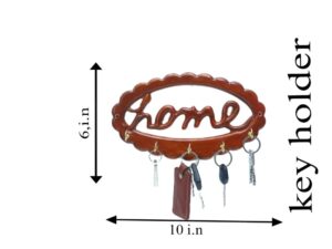 Wooden Wall Mount Key Holder with Shelf – 5 Key Hooks & Decorative Storage Rack