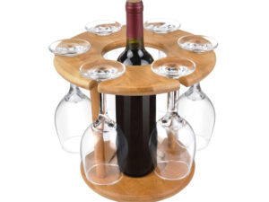 Modern Wooden Bottle & Glass Holder – Stylish Wine & Drink Organizer for Home or Bar
