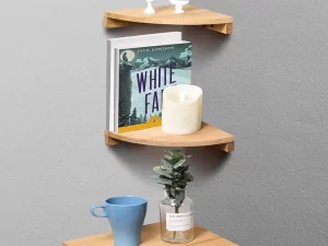Modern Wooden Corner Shelf 3-Piece Set – (7"×7") (9"×9") (11"×11") Elegant Wall Display Shelves