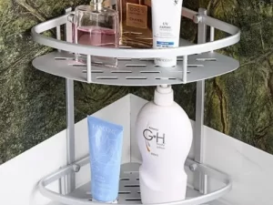 Double Layer Corner Shower Caddy Wall Mounted Bathroom Shelf Organizer