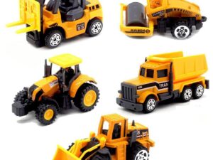 5-Piece Assorted Die-Cast Construction Vehicle Toy Set – Mini Trucks & Tractors for Kids