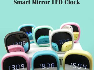 Multi-Function Alarm Clock & Makeup Mirror – LED Digital Bedside Travel Clock