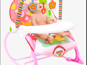 Baby Rocker Portable 2-in-1 Musical Infant to Toddler Rocker Dining Chair – Pink & Blue