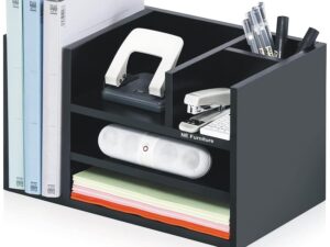 Meraj Furniture Wood Desk Organizer Bookshelf – Multi-Functional Bookcase with Shelves